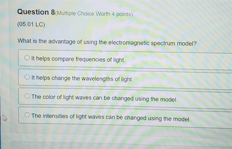 What is the advantage of using the electromagnetic spectrum model? It helps compare-example-1