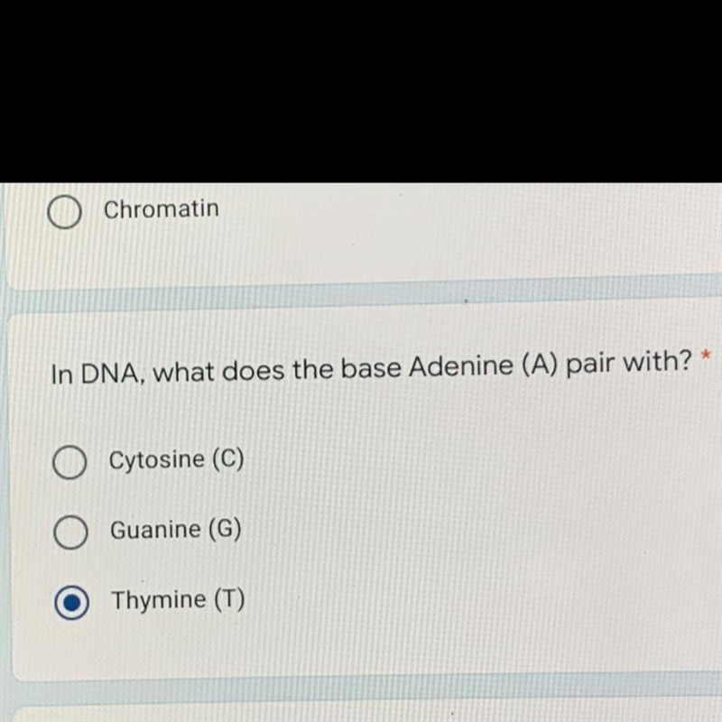 In DNA, what does the base Adenine (A) pair with?-example-1