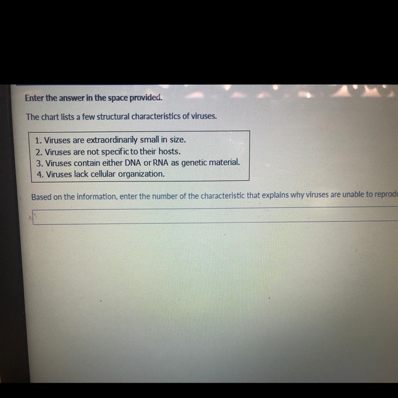 Enter the answer in the space provided. The chart lists a few structural characteristics-example-1