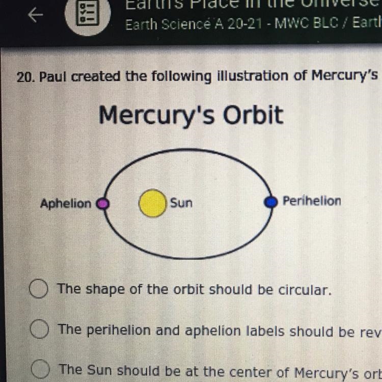 Paul created the following illustration of Mercury's orbit around the sun. How does-example-1