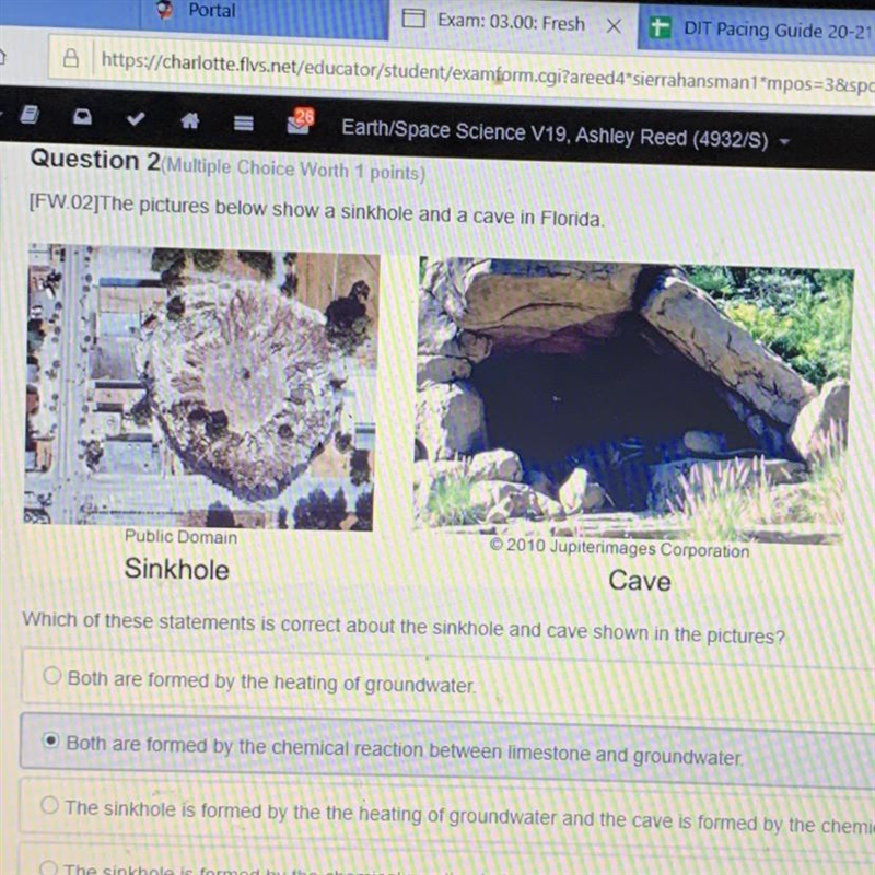 [FW.02]The pictures below show a sinkhole and a cave in Florida Public Domain 2010 Jupiterimages-example-1