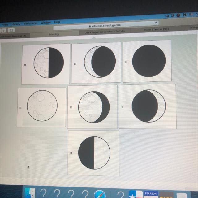 What moon phase occurred about 1 week before a waxing crescent? Answers are above-example-1