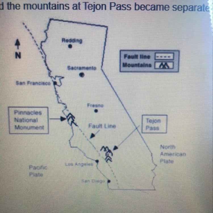 Look at the map below. The mountains in the Pinnacles National Monument and the mountains-example-1