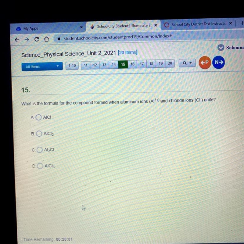 What is the formula for the compound formed when aluminum ions (Ap) and chloride bons-example-1