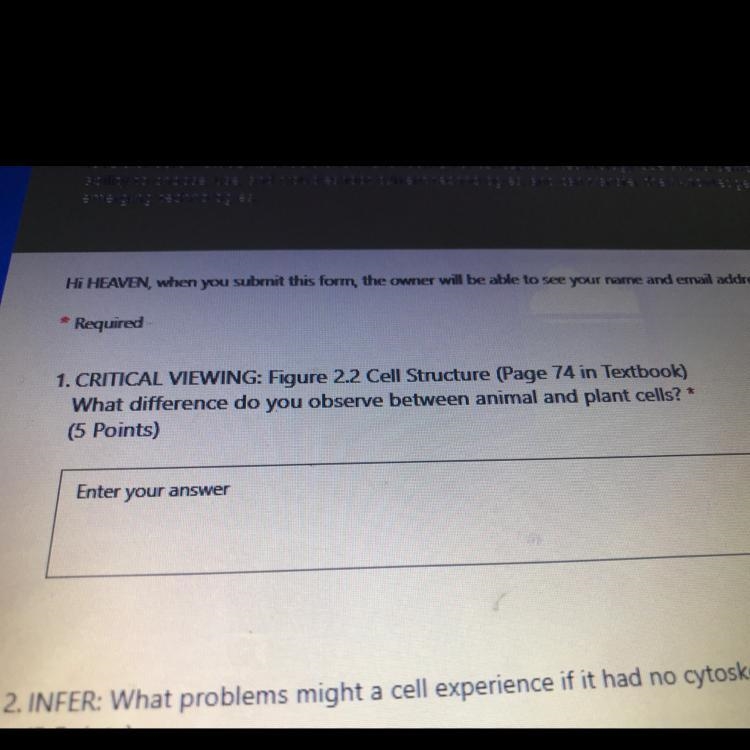 What difference do you observe between animal and plant cells?-example-1