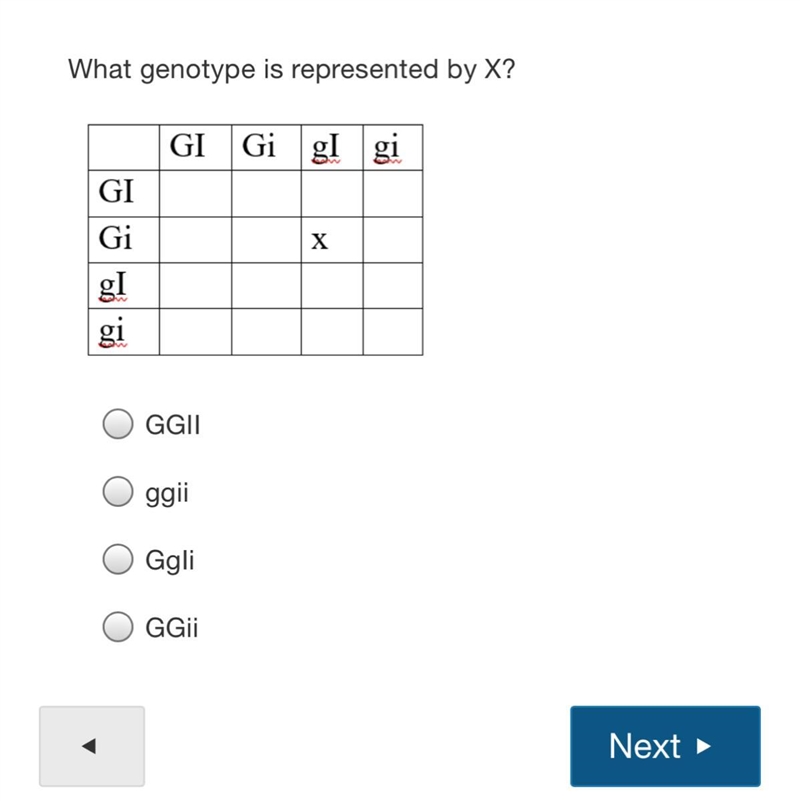 What genotype is represented by X?-example-1