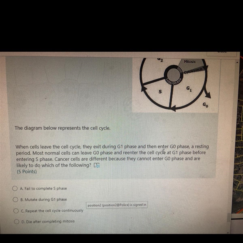 The diagram below represents the cell cycle....-example-1