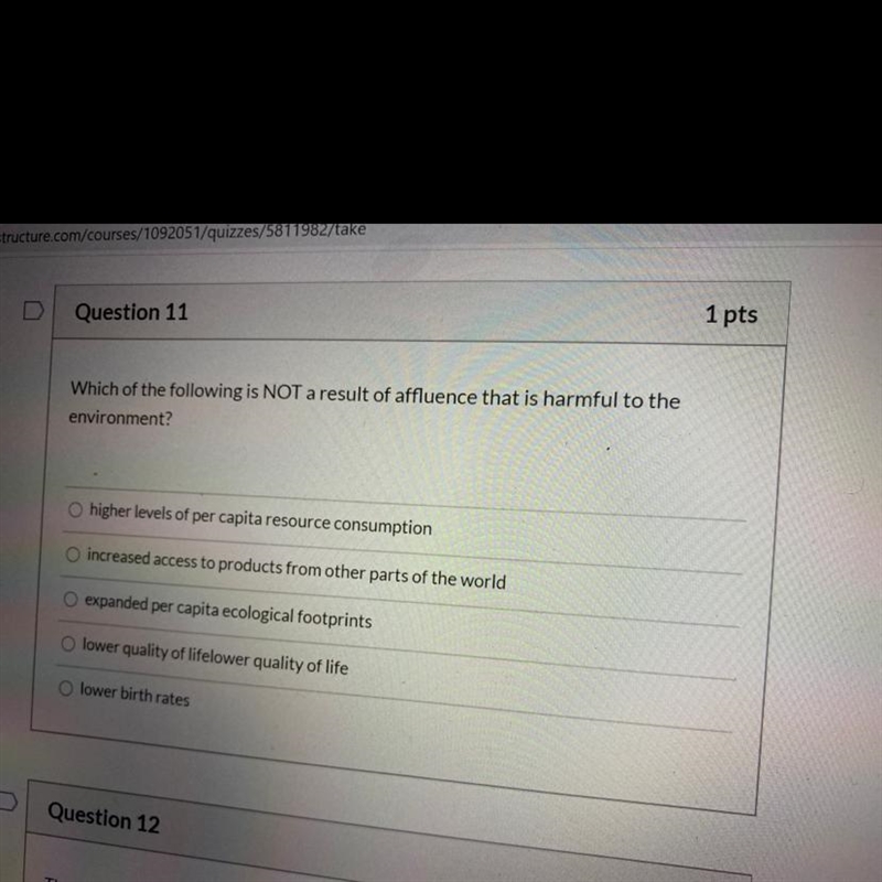 Which of the following is NOT a result of affluence that is harmful to the environment-example-1