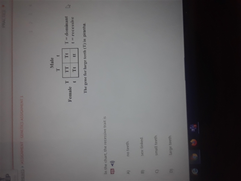 In the chart, the recessive trait is-example-1