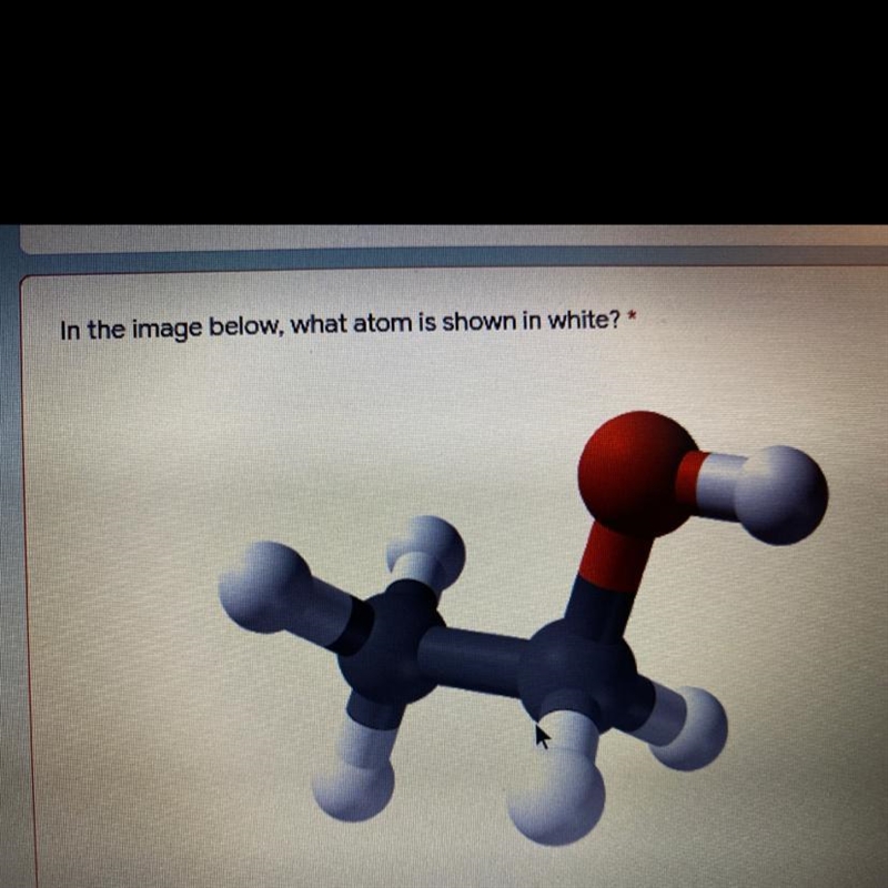 In the image below, what atom is shown in white? URGENT!!!!-example-1