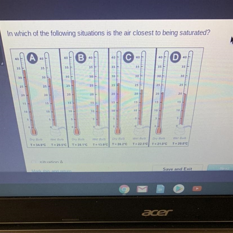 In which of the following situations is the air closest to being saturated? 40 А 40 40 B-example-1