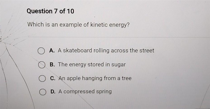 Which is an example of kinect energy​-example-1