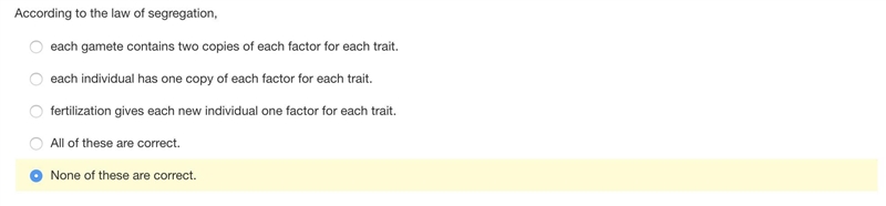 What is the correct answer according to the law of segregation.-example-1