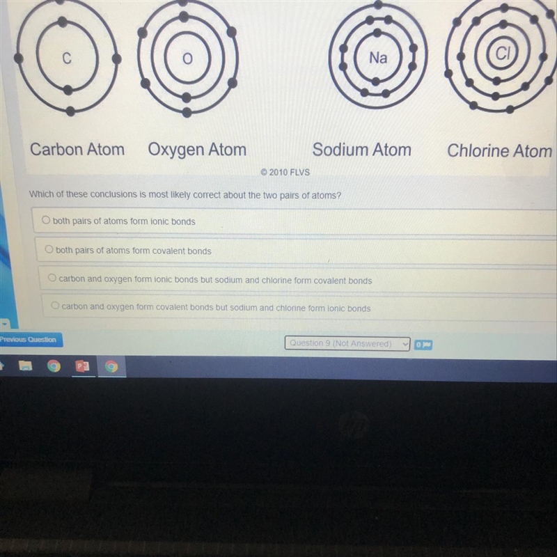 Which of these conclusions is most likely correct about the two pairs of atoms?-example-1