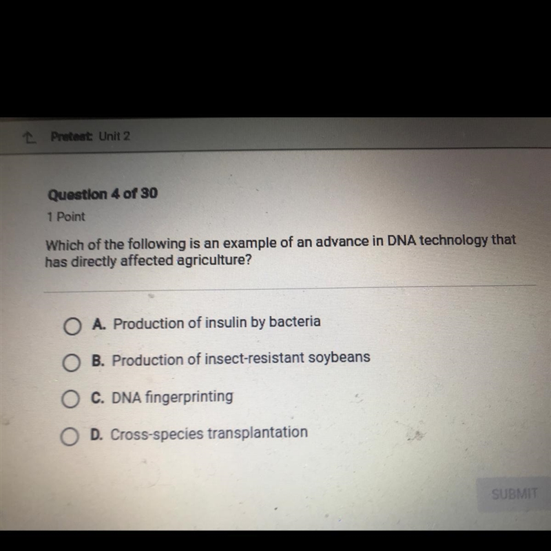 1 Point Which of the following is an example of an advance in DNA technology that-example-1