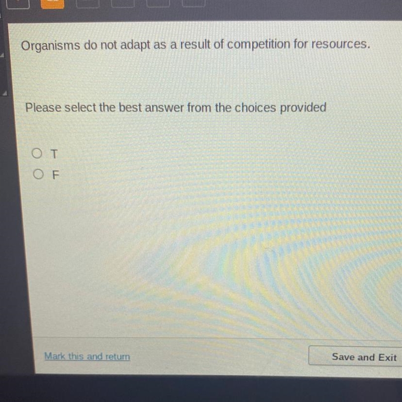 Organisms do not adapt as a result of competition for resources. Please select the-example-1