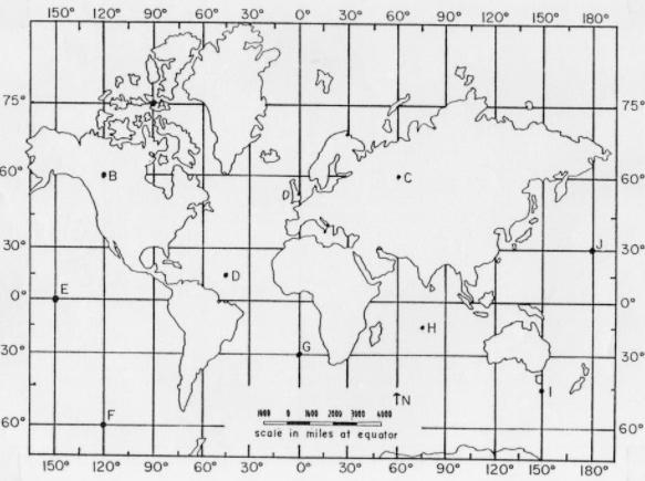 PLEASE HELP! Thank you! 1. How many degrees of longitude are they apart for the following-example-1