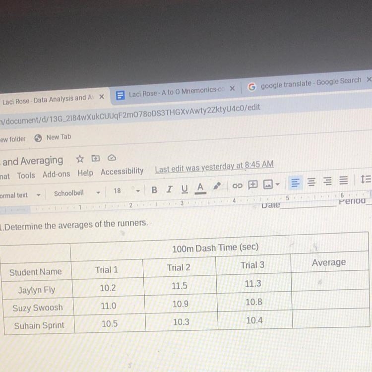 Determine the averages of the runners-example-1