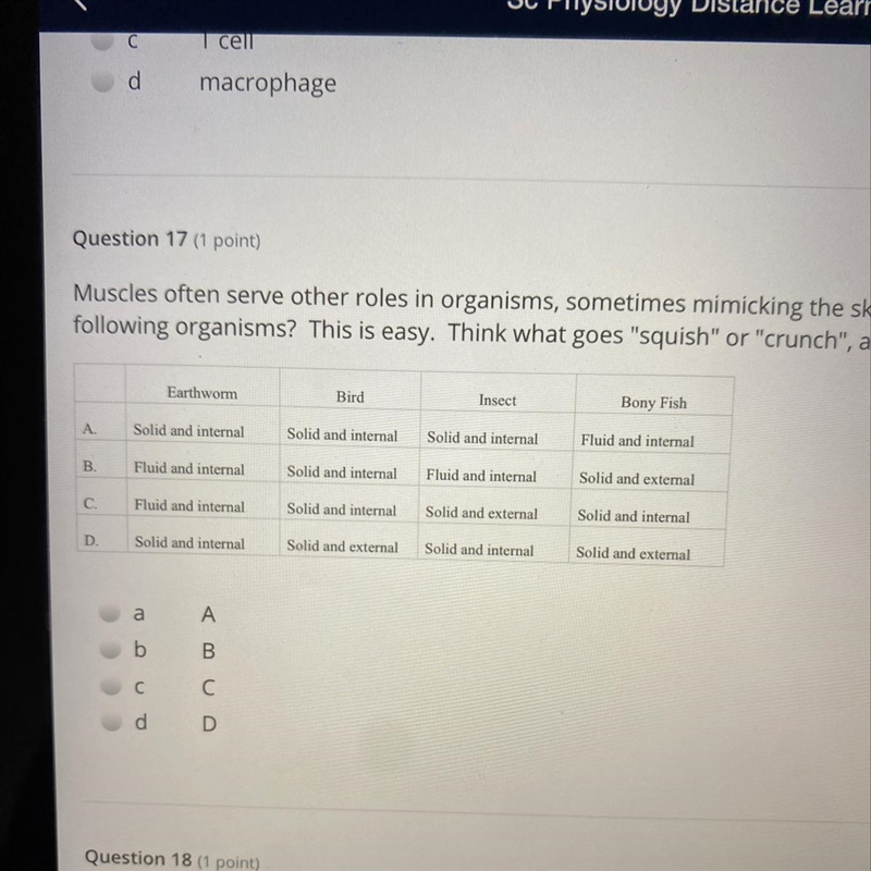 Question 17 point) Muscles often serve other roles in organisms, sometimes mimicking-example-1