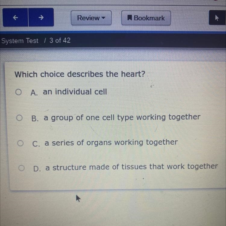 Which choice describes the heart?-example-1