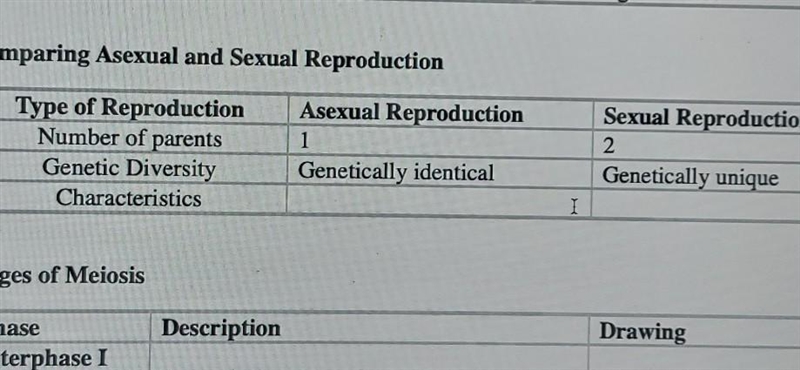 Comparing Asexual and Sexual reproduction ​-example-1