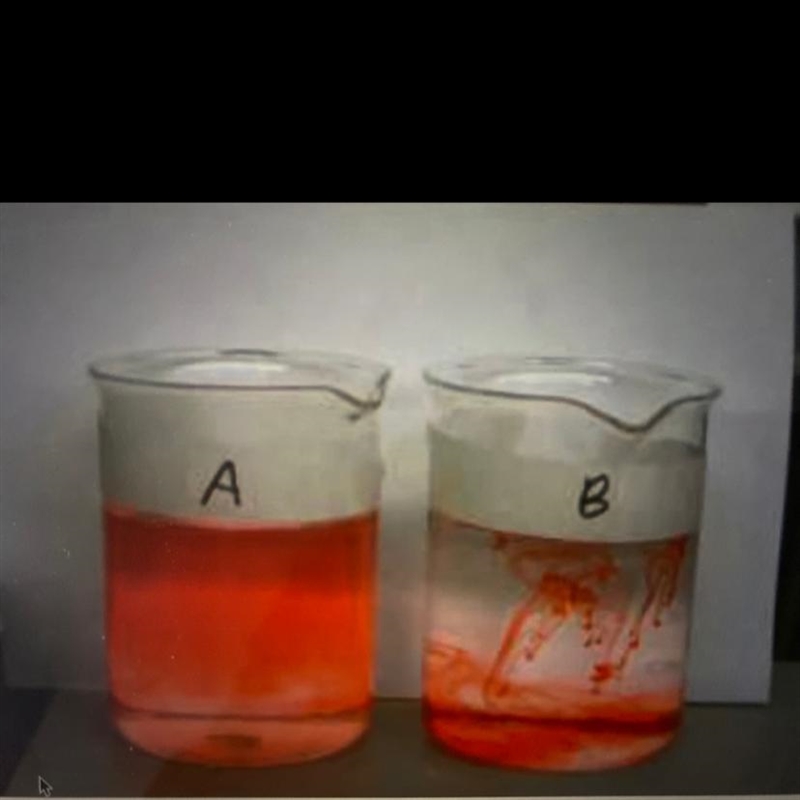 Which beaker shows hot water? A or B?-example-1