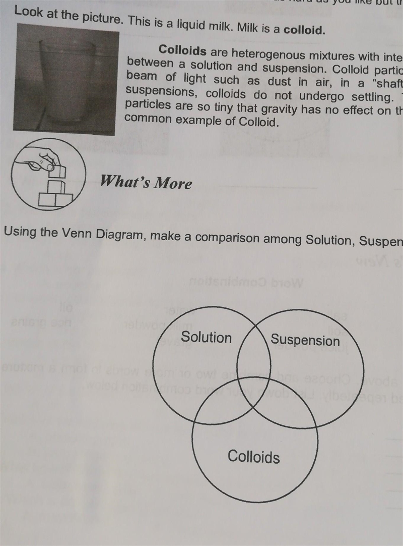 Make a comparison among solution suspension and colloid.​-example-1