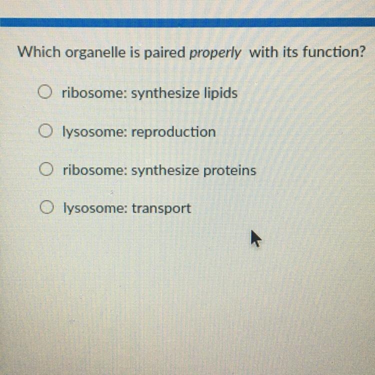 Which organelle is paired properly with its function?-example-1