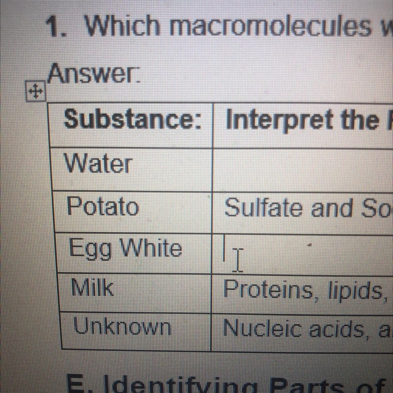 A. what macromolecules are present in egg whites B. what macromolecules are present-example-1