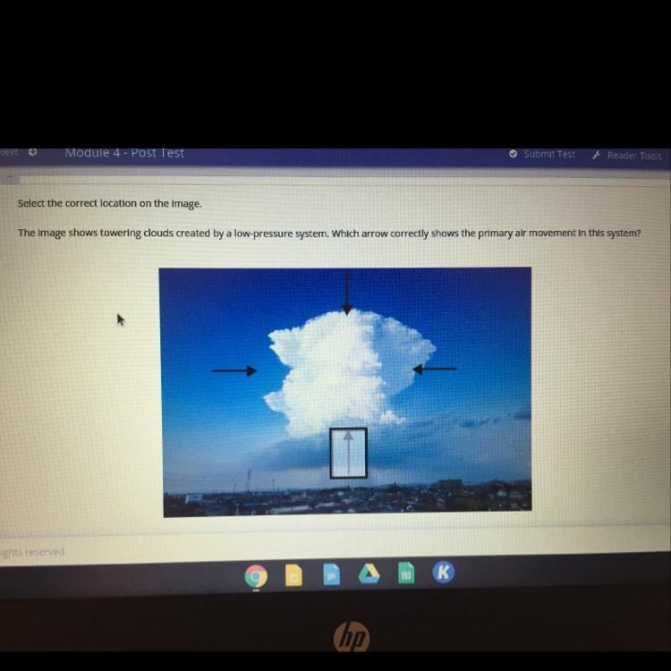 Select the correct location on the image. The image shows towering clouds created-example-1