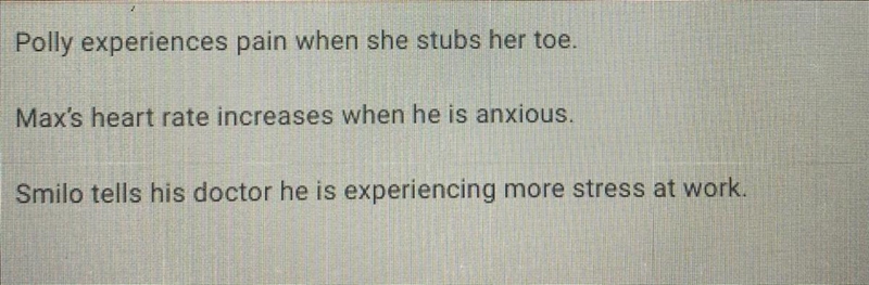 Which of the following is an example of an physiological response? PLEASE HELP-example-1