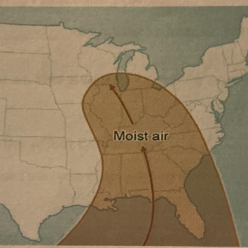 Study the image below, which shows an air mass moving into a region What type of weather-example-1