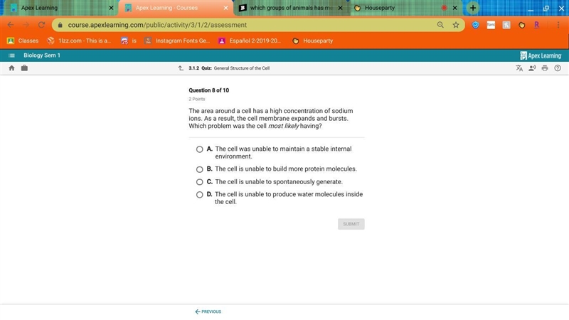 Which problem was the cell most likely happening-example-1