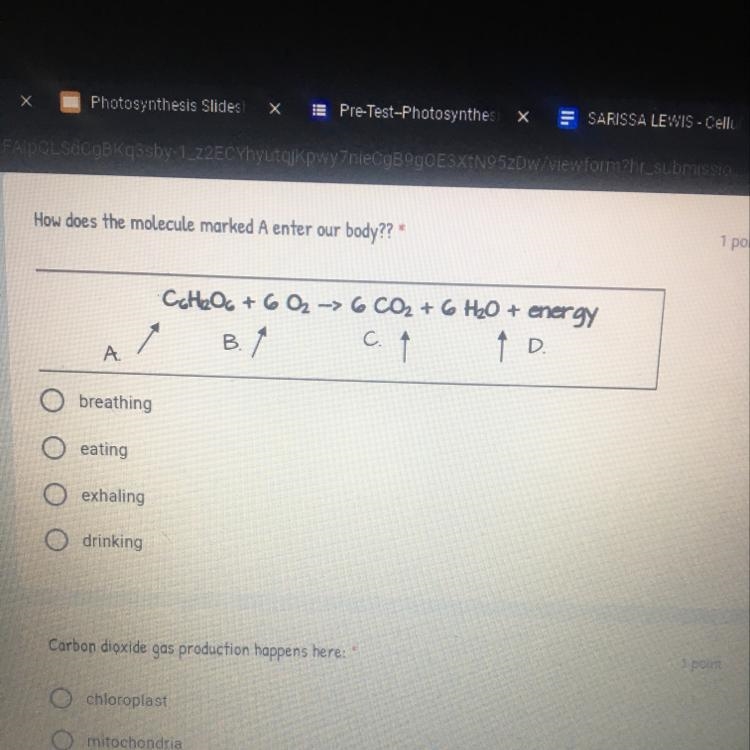 How does the molecule marked A enter our body-example-1