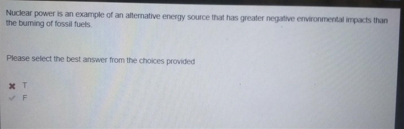 Nuclear power is an example of an alternative energy source that has greater negative-example-1