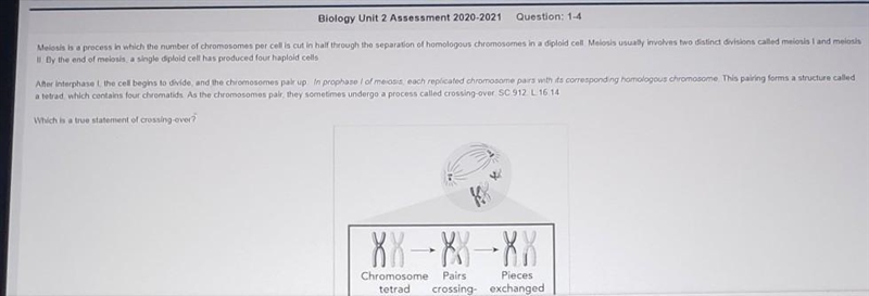 A. Crossing over decreases genetic diversity B. During crossing-over, bits and pieces-example-1