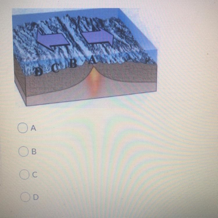 In this photo, where would you see the youngest and newest sea floor being created-example-1