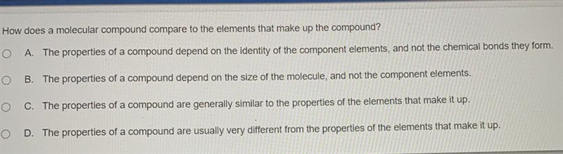 How does a molecular compound compare to the elements that make up the compound?! Plz-example-1