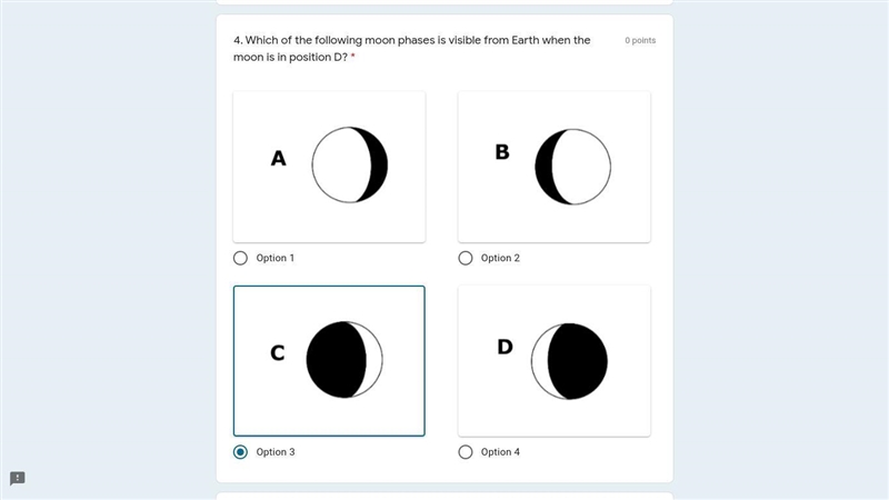 Which of the following moon phases is visible from Earth when the moon is in position-example-1