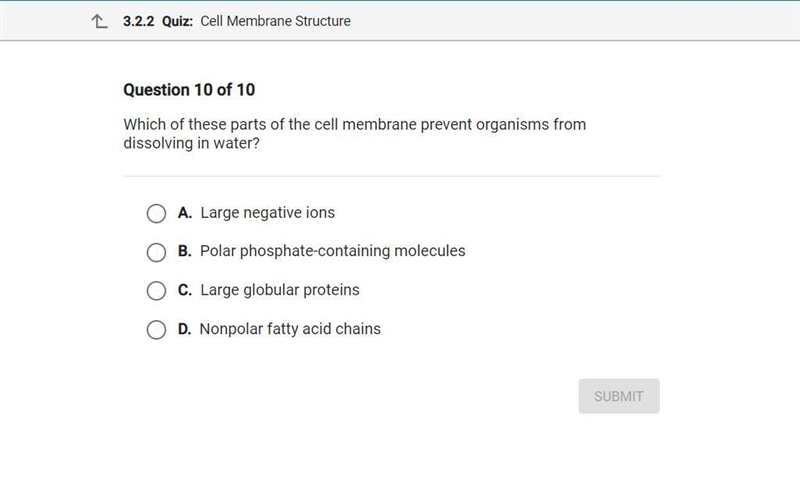 Which of these parts of the cell membrane prevent organisms from dissolving water-example-1