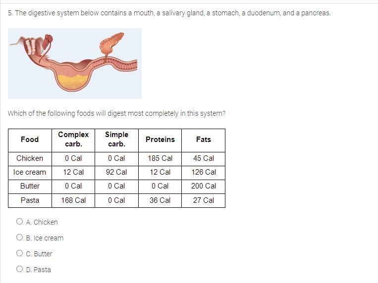 Which of the following foods will digest most completely in this system?-example-1