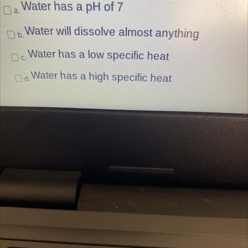 What do you know about water that will help you distinguish which liquid is the most-example-1