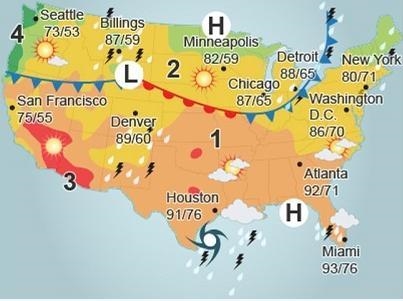 53: Which weather forecast would be accurate based on this weather map? O Rain is-example-1