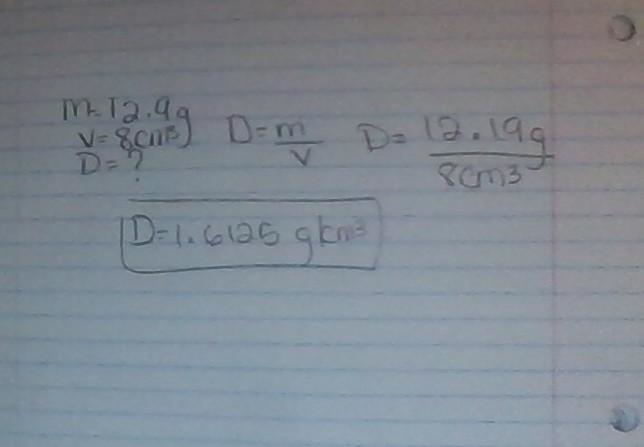 A student measures the mass of an 8 cm 3block of brown sugar to be 12.9 g. What is-example-1