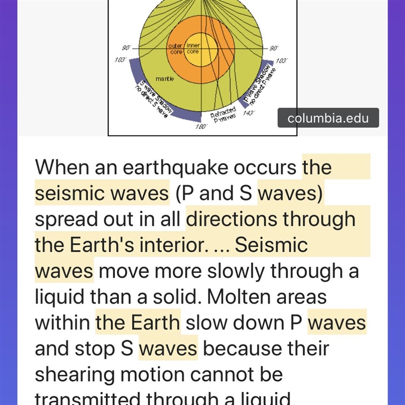 Explain how the structure of Earth's interior affects seismic wave speed and direction-example-1