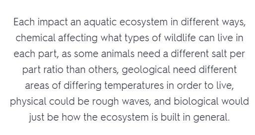 How do chemical physical geological and biological factors influence an aquatic ecosystem-example-1