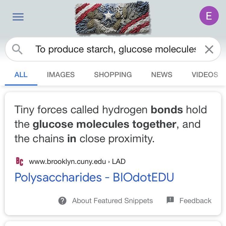 To produce starch, glucose molecules bond together through-example-1