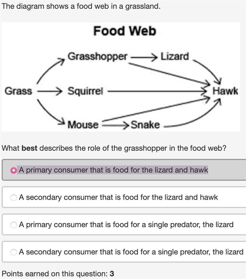 The diagram shows a food web in a grassland. A diagram of a food web is shown. Arrows-example-1