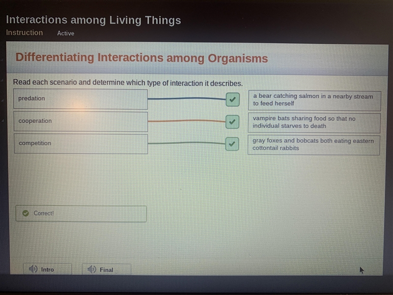 Read each scenario and determine which type of interaction it describes-example-1