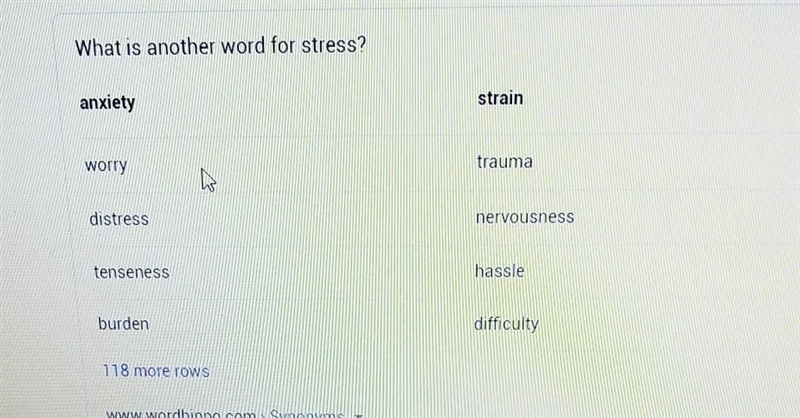 Which word is the best synonym for stress-example-1